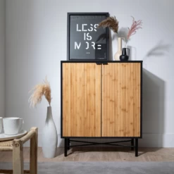 Rökstorp Sideboard With Bamboo Style Doors In Black -Furniture Store 1000x1000 1000x1000px 13