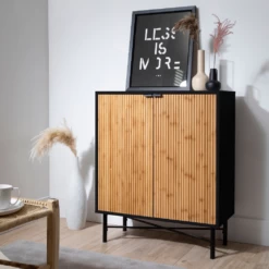 Rökstorp Sideboard With Bamboo Style Doors In Black