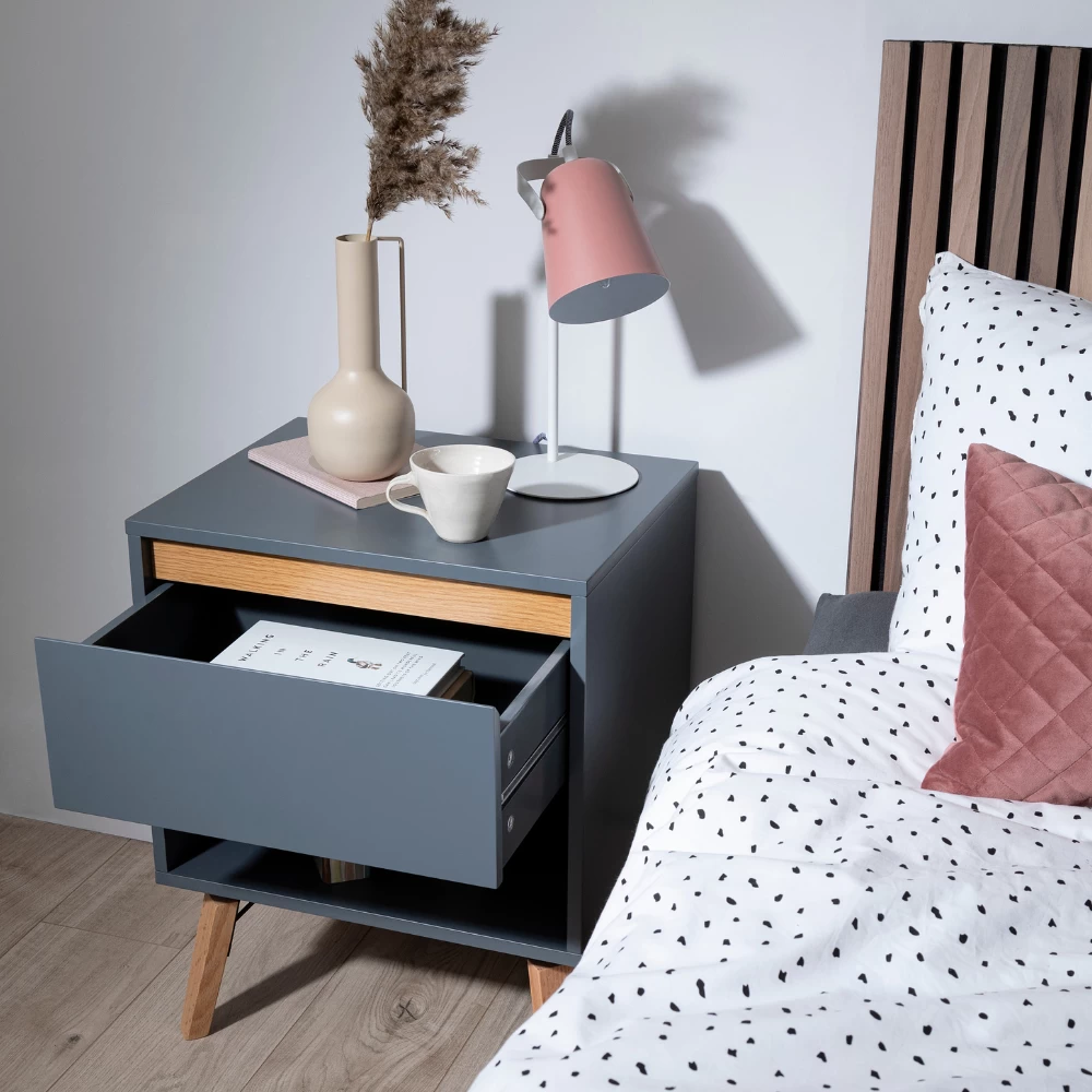 Otto Bedside Table With 1 Drawer In Grey 4 Otto Bedside Table With 1 Drawer In Grey - Image 2