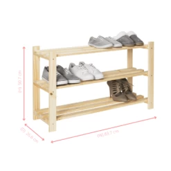 3 Tier Shoe Rack In Natural Pine -Furniture Store 3 tier natural pine shoe rack p1063 12489 image