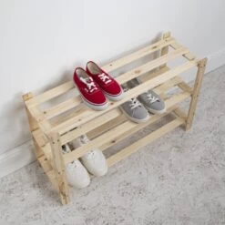 3 Tier Shoe Rack In Natural Pine -Furniture Store 3 tier natural pine shoe rack p1063 6829 image