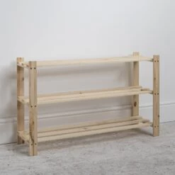 3 Tier Shoe Rack In Natural Pine -Furniture Store 3 tier natural pine shoe rack p1063 6830 image
