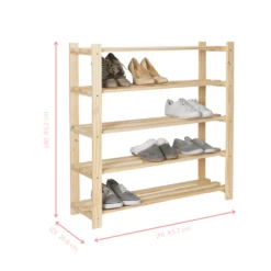 5 Tier Shoe Rack In Natural Pine -Furniture Store 5 tier natural pine shoe rack p1064 12490 image