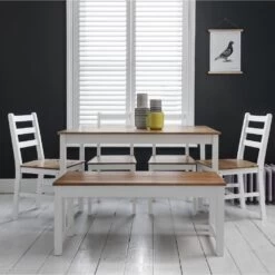 Annika Bench In White & Natural Pine -Furniture Store annika bench in white natural pine p677 8976 image