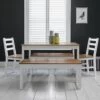 Annika Dining Table With 2 Chairs & 2 Benches In White & Natural Pine -Furniture Store annika dining table with 2 chairs 2 benches in white natural pine p873 8956 image