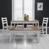 Annika Dining Table With 4 Chairs & Bench In White & Natural Pine 1 Annika Dining Table With 4 Chairs & Bench In White & Natural Pine -Furniture Store annika dining table with 4 chairs bench in white natural pine p678 6265 image