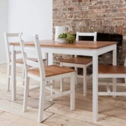 Annika Pair Of Dining Chairs In Natural Pine & White
