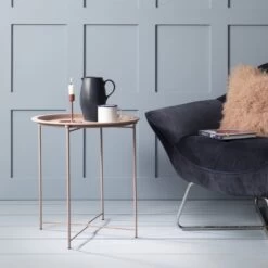 Metal Side Table In Blush Pink