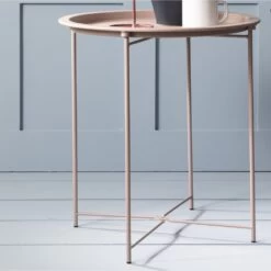 Metal Side Table In Blush Pink -Furniture Store blush pink metal side table p1083 8597 image