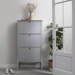 Camille 3 Drawer Shoe Storage In Silk Grey -Furniture Store camille 3 drawer shoe storage in silk grey p972 6817 image