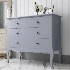 Camille Chest Of Drawers 3 Drawer In Silk Grey -Furniture Store camille chest of drawers 3 drawer in silk grey p979 12542 image