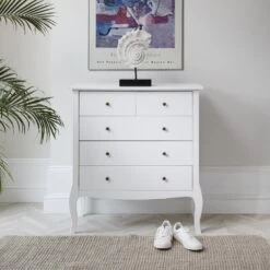Camille Chest Of Drawers 3+2 Drawer In Classic White -Furniture Store camille chest of drawers 32 drawer in classic white p1044 12534 image