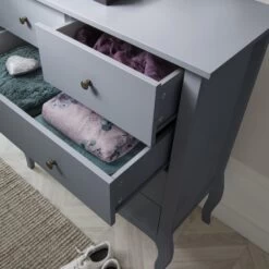 Camille Chest Of Drawers 3+2 Drawer In Silk Grey -Furniture Store camille chest of drawers 32 drawer in silk grey p1045 7193 image