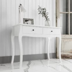 Camille Dressing Table And Stool In Classic White -Furniture Store camille dressing table and stool in classic white p851 5547 image
