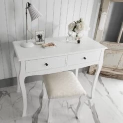 Camille Dressing Table And Stool In Classic White -Furniture Store camille dressing table and stool in classic white p851 5551 image