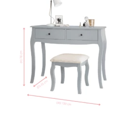 Camille Dressing Table And Stool In Silk Grey -Furniture Store camille dressing table and stool in silk grey p920 12539 image