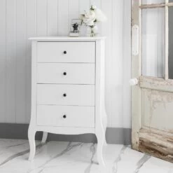 Camille Side Table Chest 4 Drawer In Classic White -Furniture Store camille side table chest 4 drawer in classic white p856 5584 image