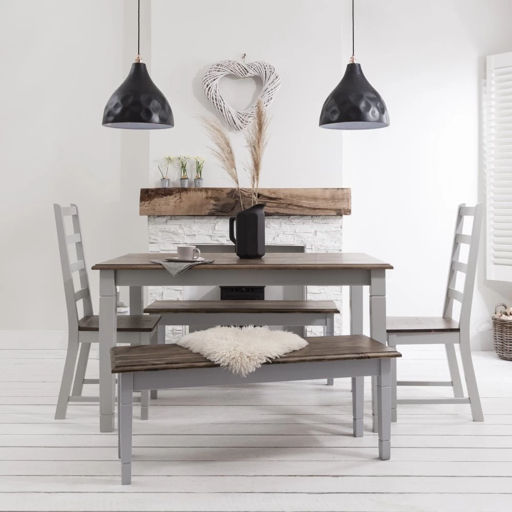 Canterbury Bench In Dark Pine And Grey 8 Canterbury Bench In Dark Pine And Grey - Image 6