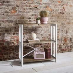 Canterbury Bookshelf With 3 Shelves In Dark Pine And White