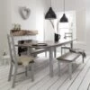 Canterbury Dining Table With 2 Chairs, 2 Benches & 2 Extensions In Silk Grey And Dark Pine -Furniture Store canterbury dining table with 2 chairs 2 benches 2 extensions in silk grey and dark pine p1164 9664 image