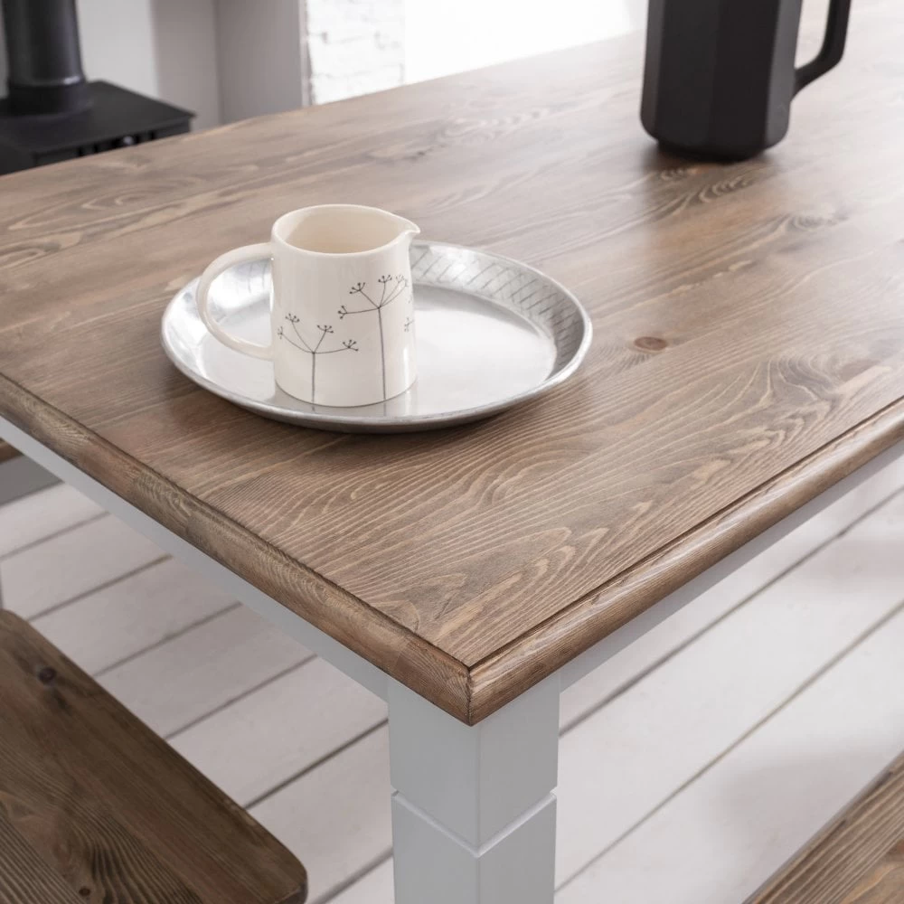 Canterbury Dining Table With 5 Chairs & Bench In Grey And Dark Pine 10 Canterbury Dining Table With 5 Chairs & Bench In Grey And Dark Pine - Image 8