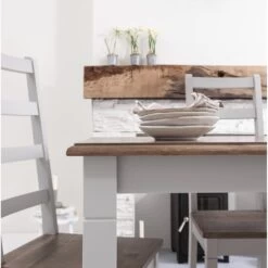 Canterbury Dining Table With 5 Chairs & Bench In Grey And Dark Pine 12 Canterbury Dining Table With 5 Chairs & Bench In Grey And Dark Pine -Furniture Store canterbury dining table with 5 chairs bench in grey and dark pine p431 9590 image