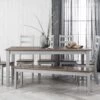 Canterbury Dining Table 180cm With 5 Chairs & Bench With 2 Extension Leaves In Grey And Dark Pine -Furniture Store canterbury dining table with 5 chairs bench in grey and dark pine with 2 extension leaves p663 9766 image