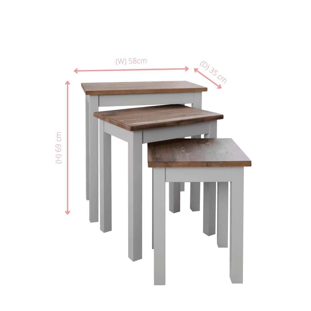 Canterbury Nest Of Tables In Dark Pine And Grey 10 Canterbury Nest Of Tables In Dark Pine And Grey - Image 8
