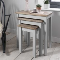 Canterbury Nest Of Tables In Dark Pine And Grey 12 Canterbury Nest Of Tables In Dark Pine And Grey -Furniture Store canterbury nest of tables in grey and dark pine p917 8500 image