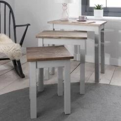 Canterbury Nest Of Tables In Dark Pine And Grey 14 Canterbury Nest Of Tables In Dark Pine And Grey -Furniture Store canterbury nest of tables in grey and dark pine p917 8502 image