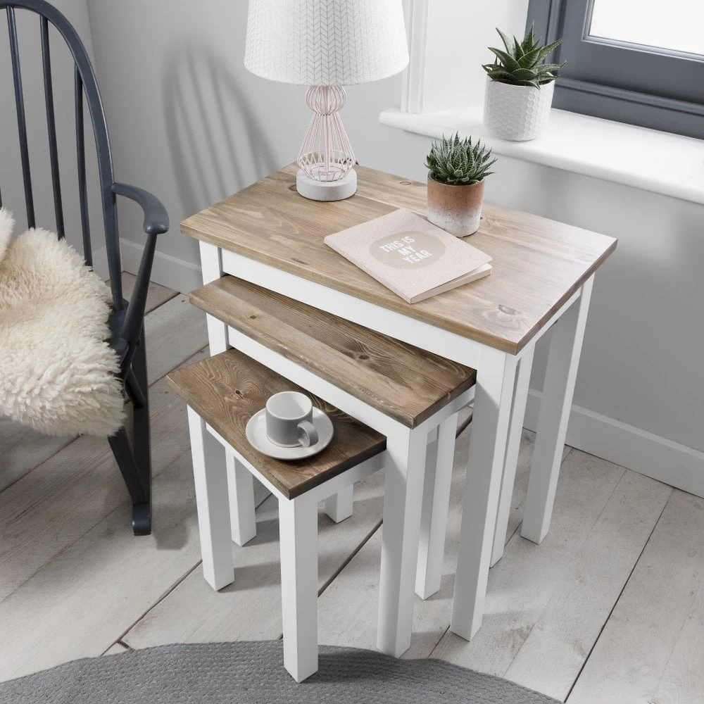 Canterbury Nest Of Tables In White And Dark Pine 7 Canterbury Nest Of Tables In White And Dark Pine - Image 5