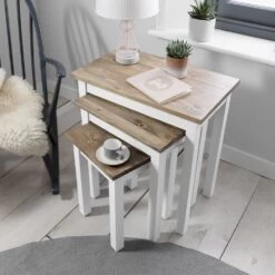 Canterbury Nest Of Tables In White And Dark Pine