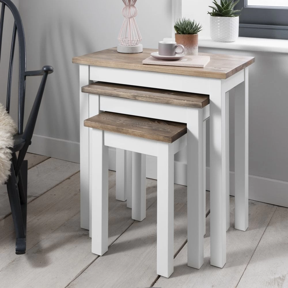 Canterbury Nest Of Tables In White And Dark Pine 4 Canterbury Nest Of Tables In White And Dark Pine - Image 2