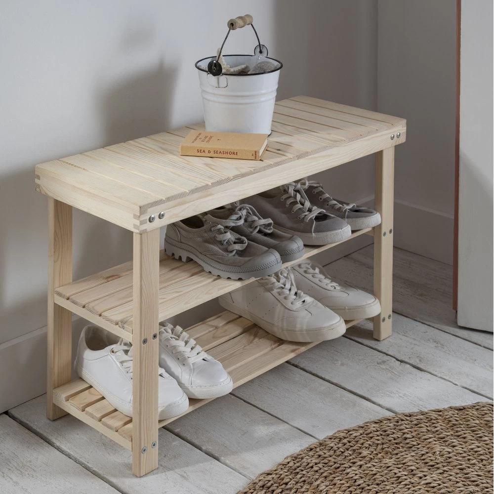 Einar Pine Shoe Rack Small In Natural Pine 4 Einar Pine Shoe Rack Small In Natural Pine - Image 2