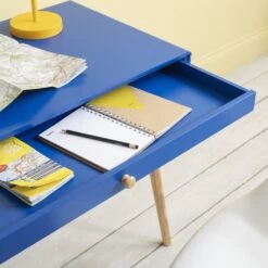 Frank Desk In Blue And Natural Pine -Furniture Store frank desk with drawer in blue and natural pine p1240 10488 image