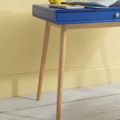 Frank Desk In Blue And Natural Pine -Furniture Store frank desk with drawer in blue and natural pine p1240 10510 image