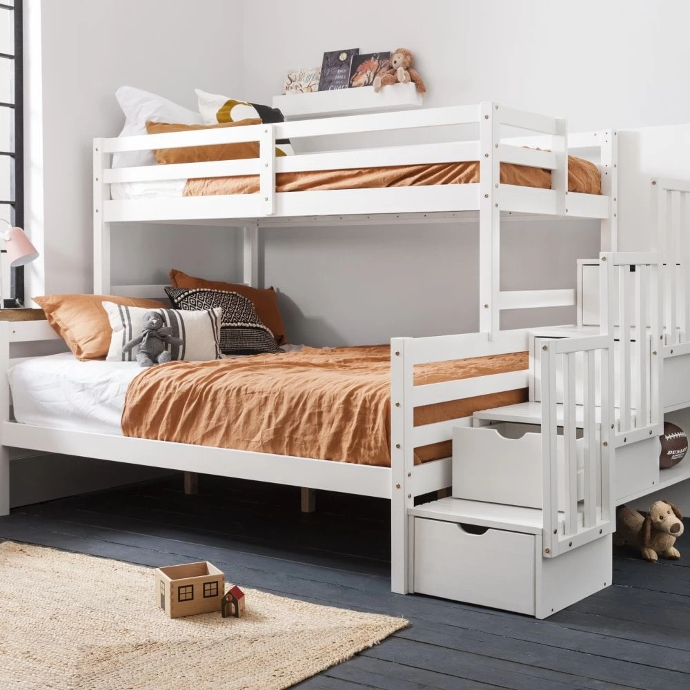Freddie Triple Bunk Bed With Built In Storage In Classic White 3 Freddie Triple Bunk Bed With Built In Storage In Classic White
