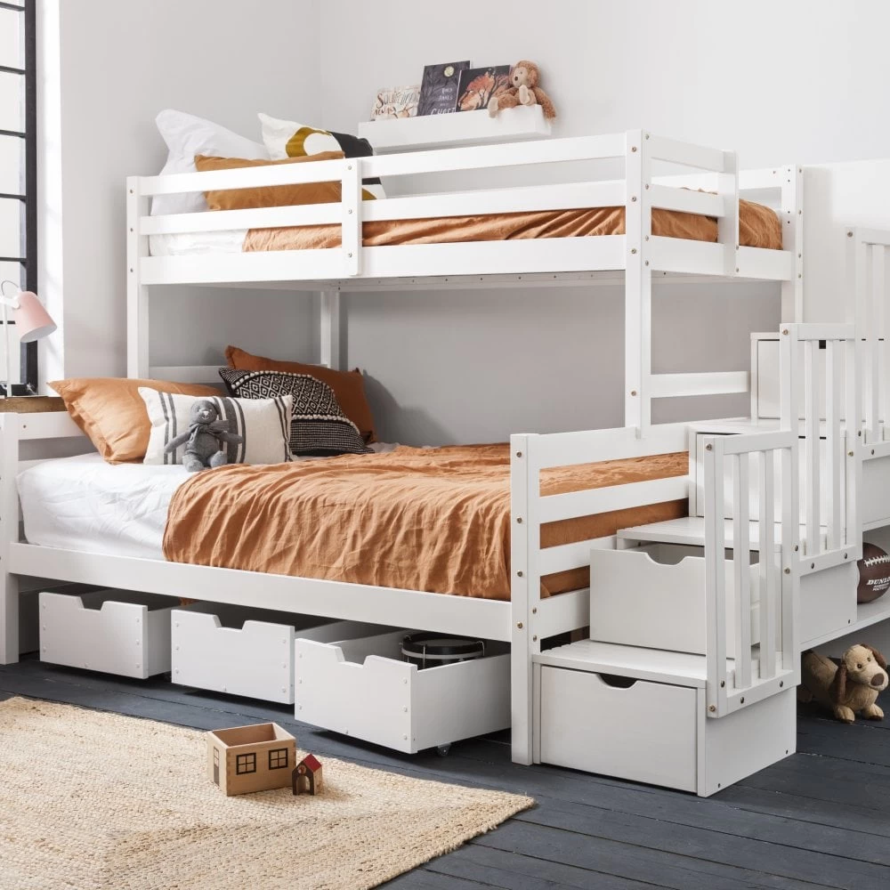 Freddie Triple Bunk Bed With Built In Storage In Classic White 4 Freddie Triple Bunk Bed With Built In Storage In Classic White - Image 2