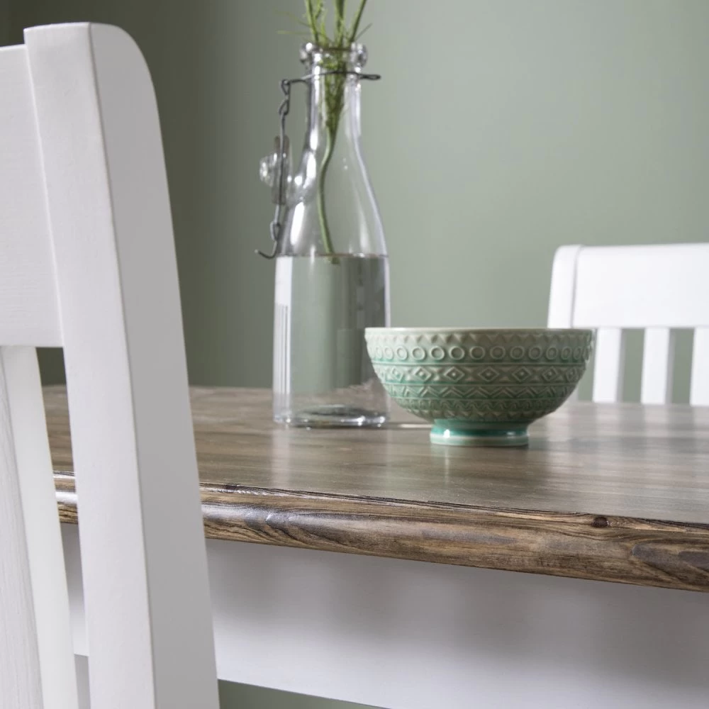 Haugesund Dining Set 140cm Table With 2 Chairs & 2 Benches In White And Dark Pine 7 Haugesund Dining Set 140cm Table With 2 Chairs & 2 Benches In White And Dark Pine - Image 5