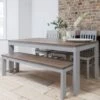 Hever Dining Table With 3 Chairs & Bench In Grey And Dark Pine -Furniture Store hever dining table with 3 chairs bench in grey and dark pine p1034 7053 image
