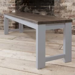 Hever Dining Table With 5 Chairs & Bench & 2 Extensions In Grey And Dark Pine -Furniture Store hever dining table with 5 chairs bench 2 extensions in grey and dark pine p1033 9297 image