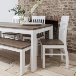 Hever Table And 5 Chairs & Bench In White & Dark Pine 11 Hever Table And 5 Chairs & Bench In White & Dark Pine -Furniture Store hever dining table with 5 chairs bench p298 9245 image