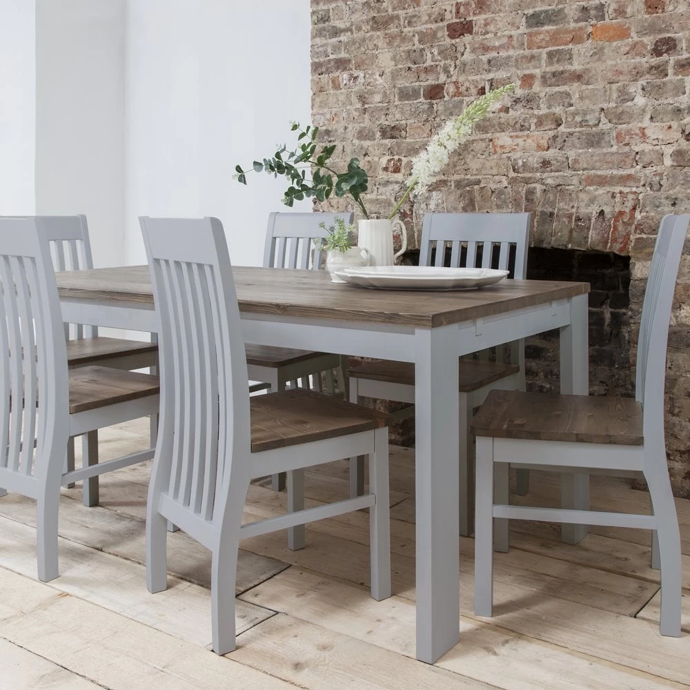 Hever Dining Table With 6 Chairs In Grey And Dark Pine 3 Hever Dining Table With 6 Chairs In Grey And Dark Pine