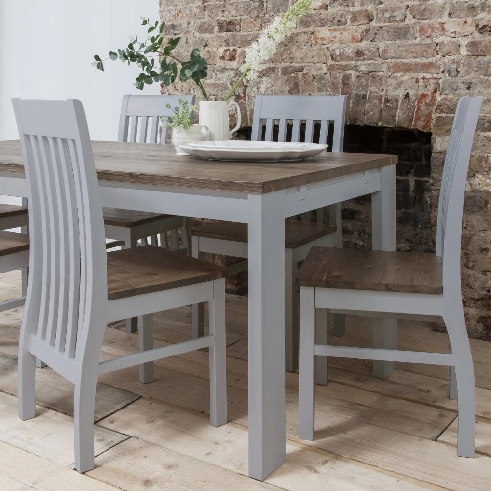 Hever Dining Table With 6 Chairs In Grey And Dark Pine 5 Hever Dining Table With 6 Chairs In Grey And Dark Pine - Image 3