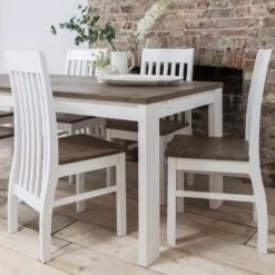 Hever Dining Table With 6 Chairs In White And Dark Pine -Furniture Store hever dining table with 6 chairs in white and dark pine p300 9300 image