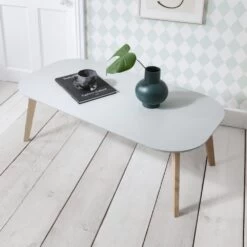 Malme Rectangular Coffee Table In Silk Grey And Natural Pine