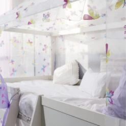 Moro Cabin Bed Midsleeper 4 Poster & Butterfly Tent In Classic White -Furniture Store moro cabin bed midsleeper 4 poster butterfly tent p94 7663 image