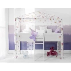 Moro Cabin Bed Midsleeper 4 Poster & Butterfly Tent In Classic White -Furniture Store moro cabin bed midsleeper 4 poster butterfly tent p94 7664 image