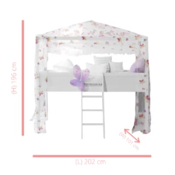 Moro Cabin Bed Midsleeper 4 Poster & Butterfly Tent In Classic White -Furniture Store moro cabin bed midsleeper 4 poster butterfly tent p94 7665 image