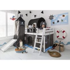 Moro Cabin Bed Midsleeper With Slide & Pirate Hideaway Package In Classic White -Furniture Store moro cabin bed midsleeper with slide pirate hideaway package p711 12768 image 7d0e3a62 e99a 4884 a1a8 681a99794133